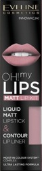 Eveline Cosmetics Oh!my Lips Matt Kit Zestaw Płynna pomadka+Kredka 03 Rose Nude