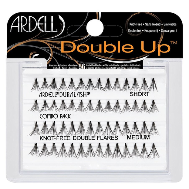 Ardell Double Up Sztuczne rzęsy, kępki bez węzełków - SHORT/MEDIUM 56 sztuk