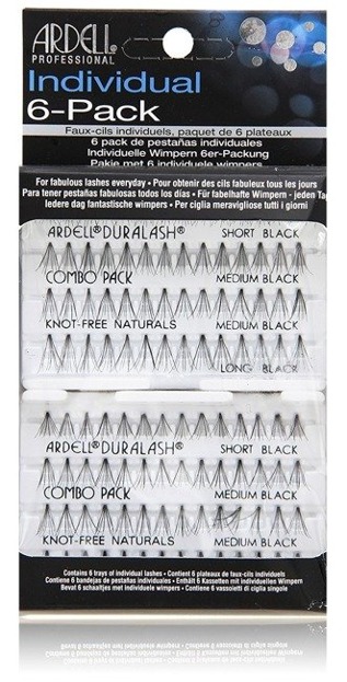 Ardell Individual 6-PACK Combo Duralash Naturals Knot-Free - Zestaw 6 kompletów kępek sztucznych rzęs bez węzełków Czarne