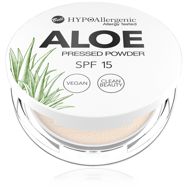 Bell Hypoallergenic Aloe Pressed Powder SPF 15 hypoalergiczny puder matująco-ochronny do twarzy 01 Cream 5g