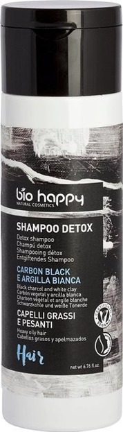 BioHappy Detoksykujący szampon do włosów Węgiel Drzewny&Biała Glinka 200ml