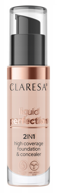 CLARESA Liquid Perfection Kryjący podkład i korektor 2w1 104 Nude 34g