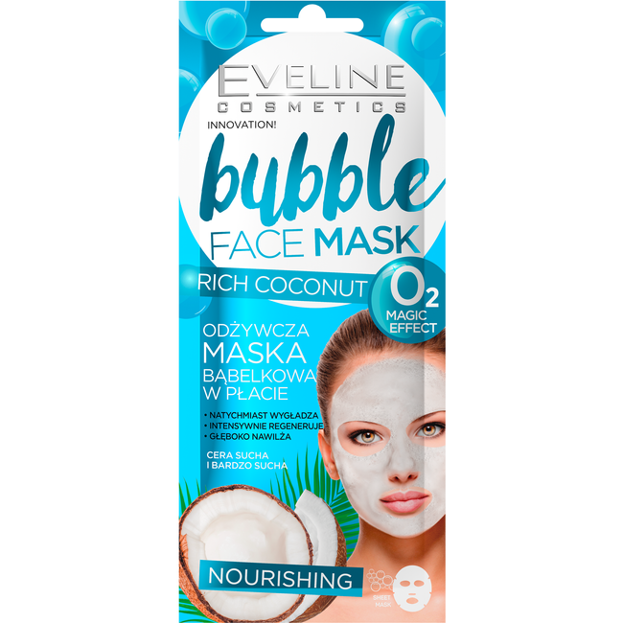 Eveline Cosmetics Bubble Bąbelkująca maska w płacie Rich Coconut 1szt.