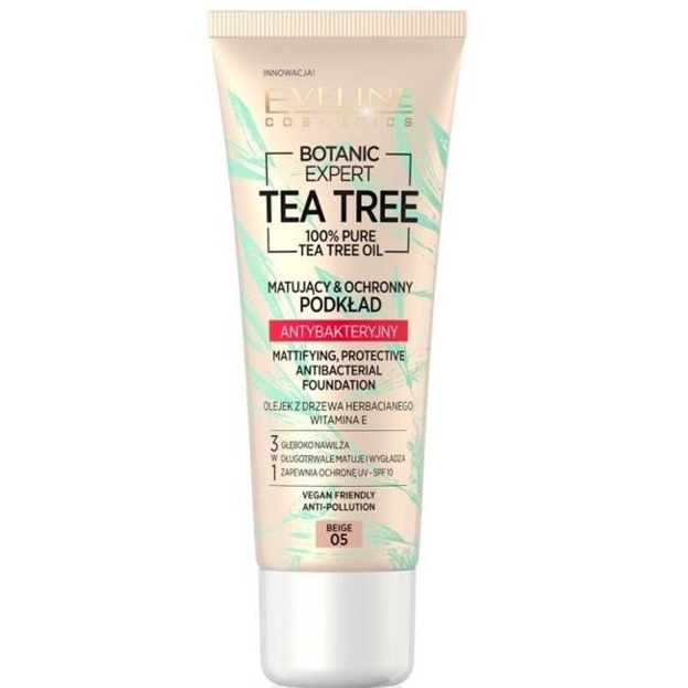 Eveline Cosmetics TEA TREE Matujący ochronny podkład antybakteryjny 05 30ml