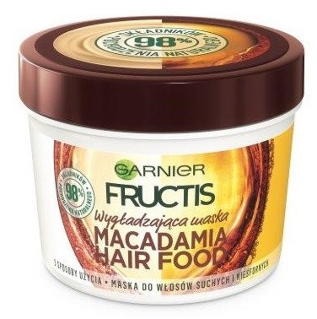 Garnier Fructis Macadamia Hair Food Wygładzająca maska do włosów suchych i niesfornych 390ml