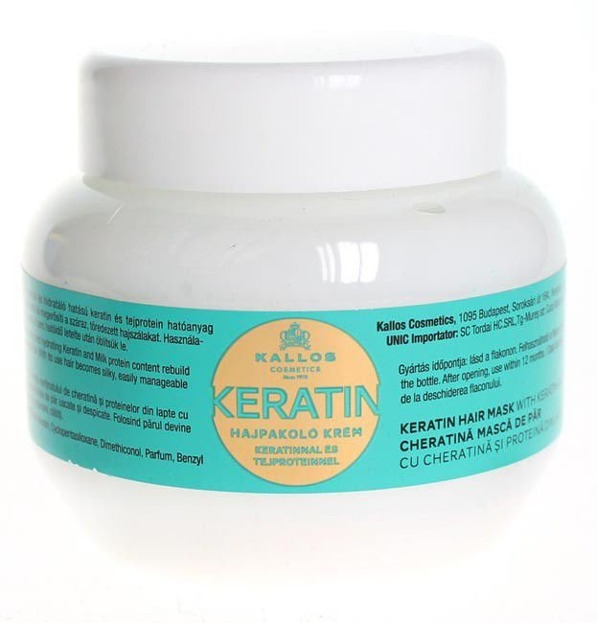 Kallos Keratin Hair Mask - Maska do włosów suchych z wyciągiem keratyny i proteiny mlecznej, 275 ml