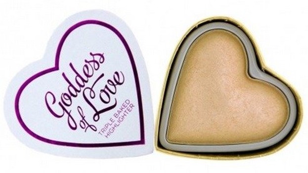 Makeup Revolution I Heart Makeup Blushing Hearts Highlighter - Potrójnie wypiekany rozświetlacz Golden Goddess