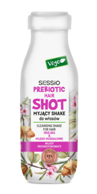 SESSIO Prebiotic Hair Shot Myjący shake do włosów inulina i mleko migdałowe 350g