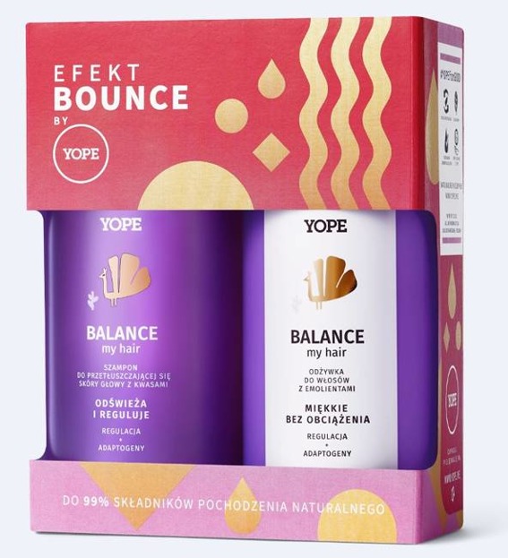 Yope EFEKT BOUNCE BALANCE Zestaw prezentowy szampon + odżywka